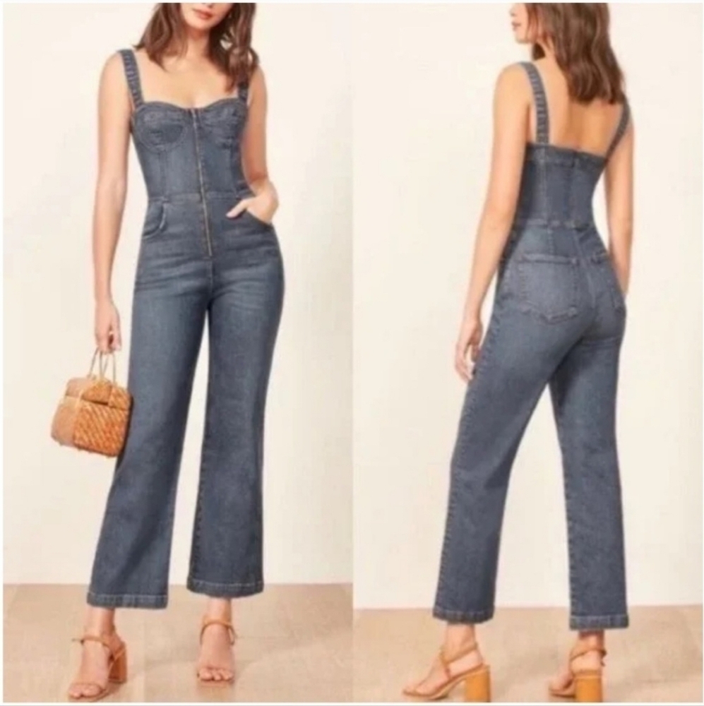 Reformation Kora Denim Jumpsuit in Rhine